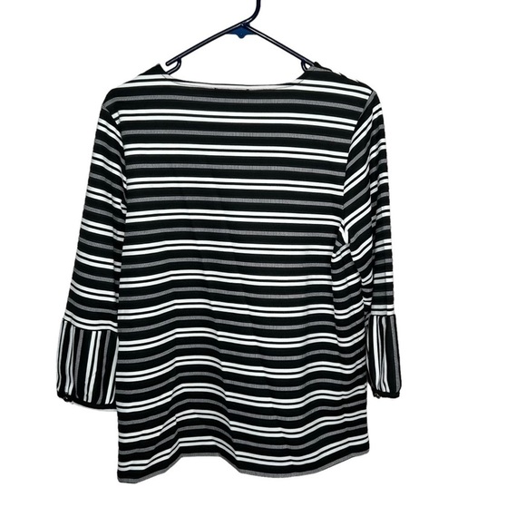 New Calvin Klein Women’s Striped Blouse Size Medium Black Stripe BNWT - Picture 4 of 4